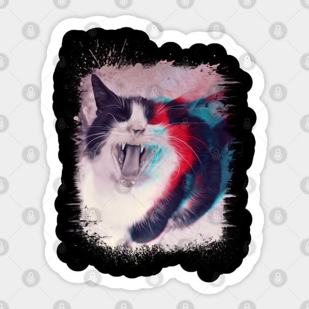 Screaming Cat Sticker by infloence